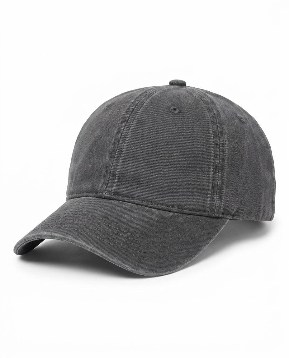 Garment-Washed Dad Cap in Charcoal