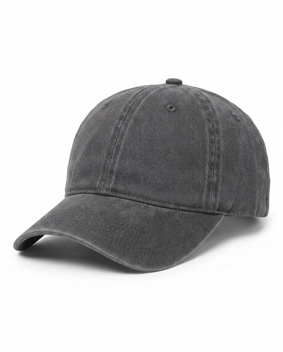 Garment-Washed Dad Cap in Charcoal