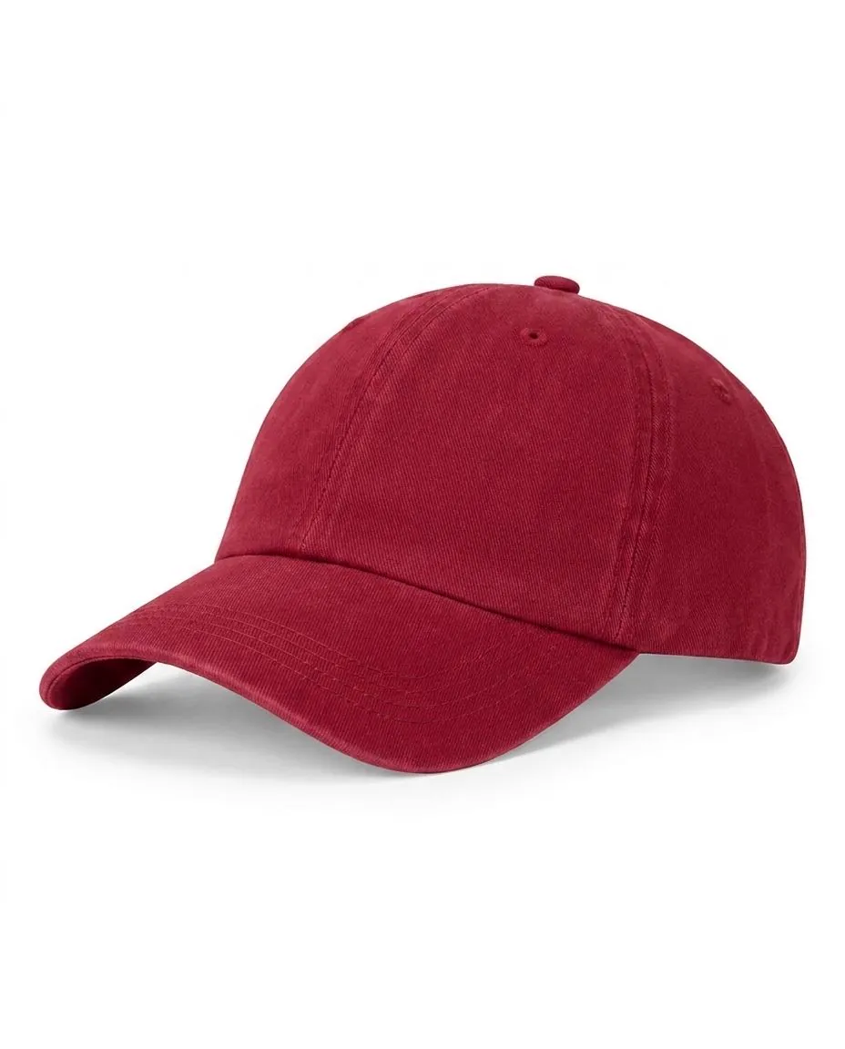Garment-Washed Dad Cap in Crimson