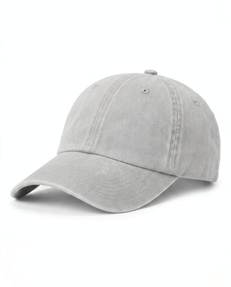 Garment-Washed Dad Cap in Light Gray