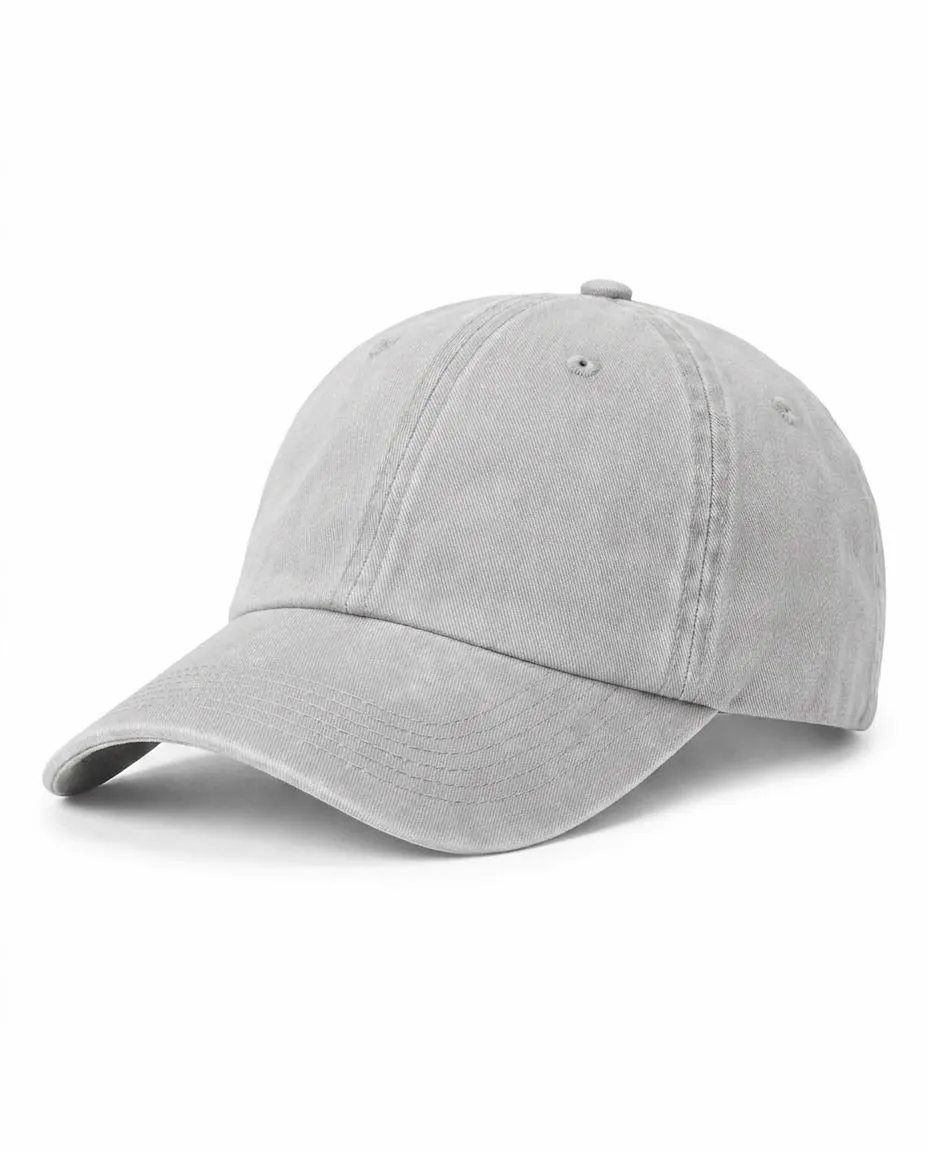 Garment-Washed Dad Cap in Light Gray