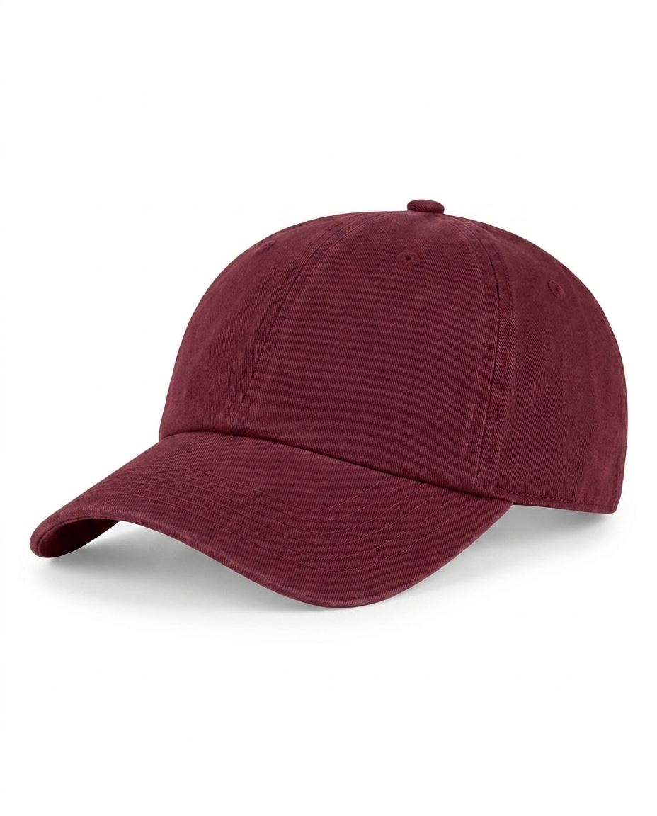 Garment-Washed Dad Cap in Maroon