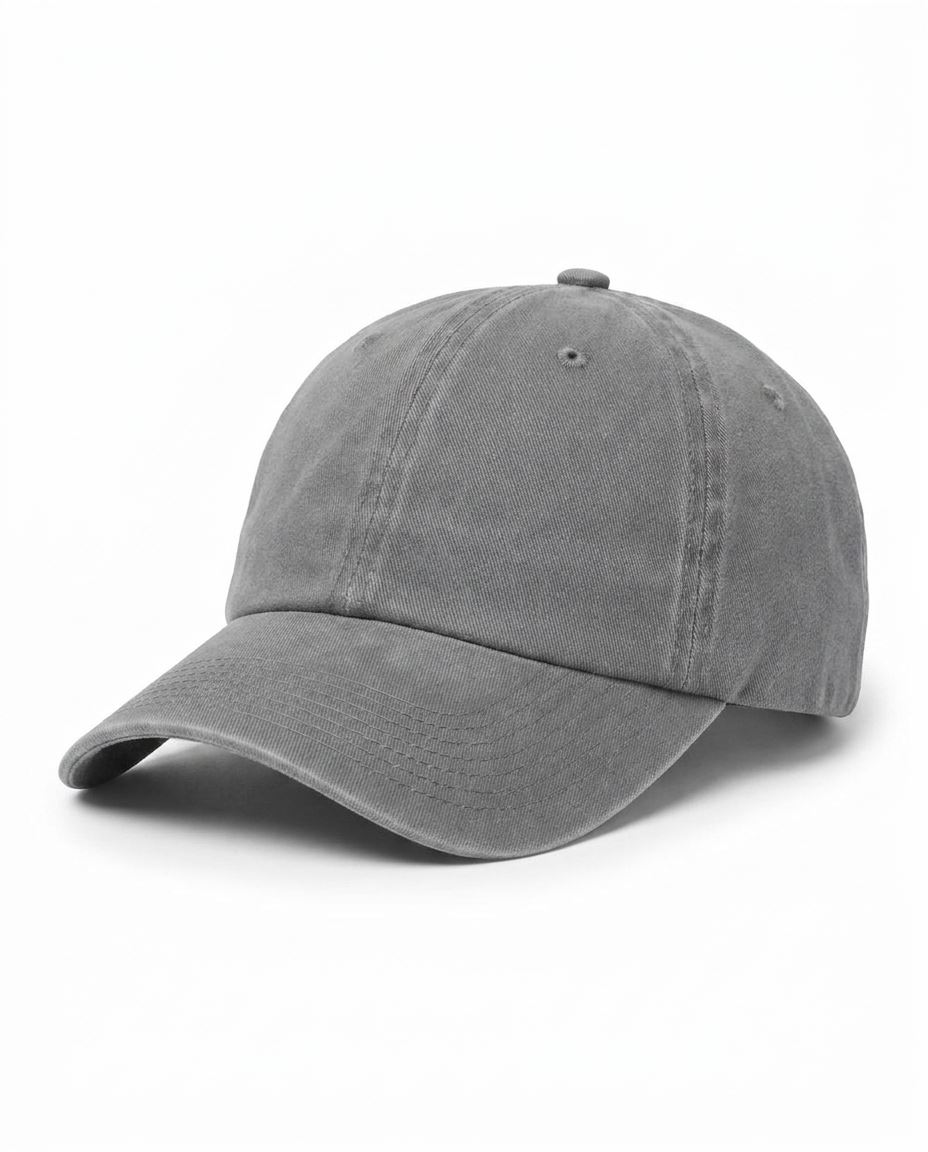 Garment-Washed Dad Cap in Medium Gray