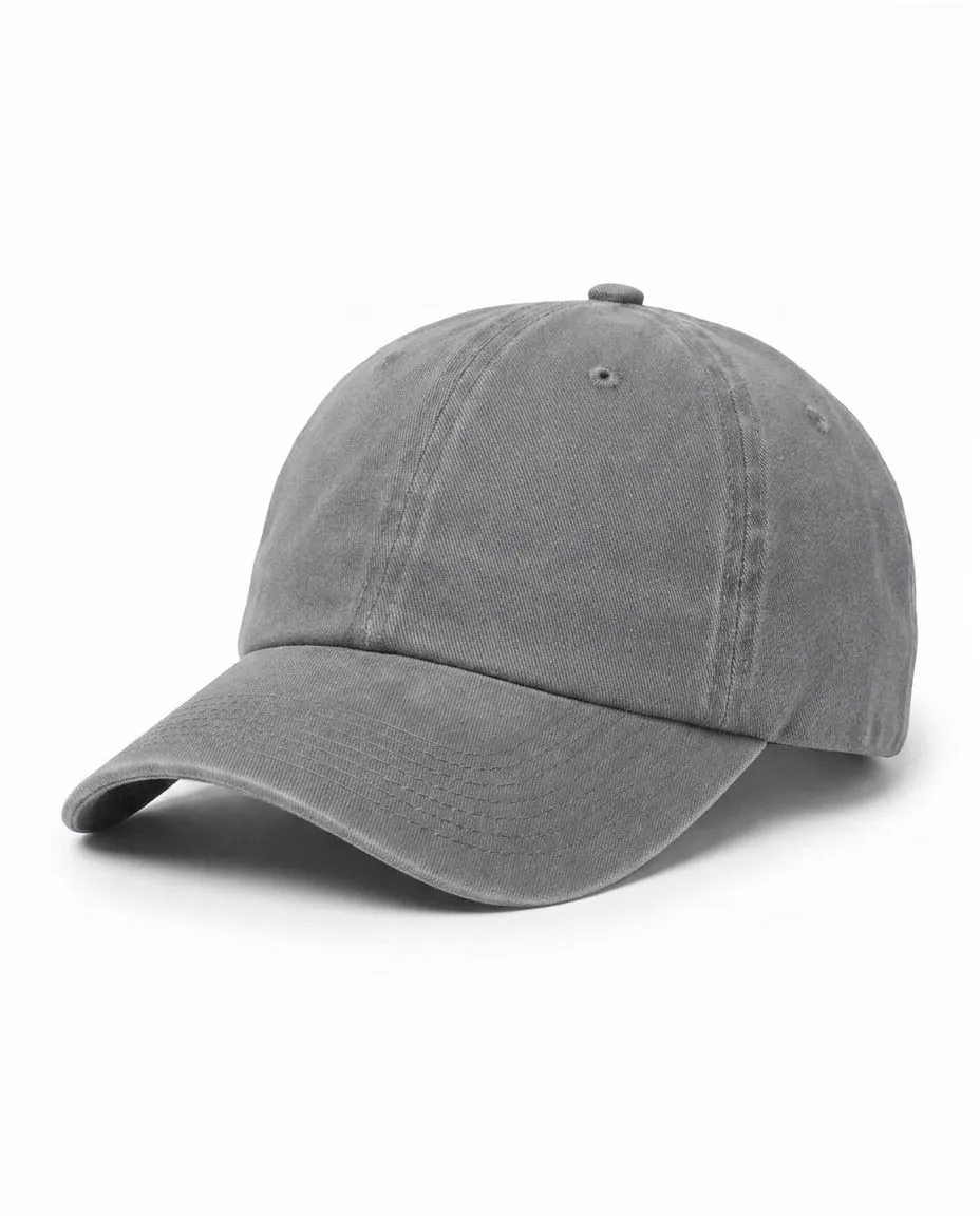 Garment-Washed Dad Cap in Medium Gray