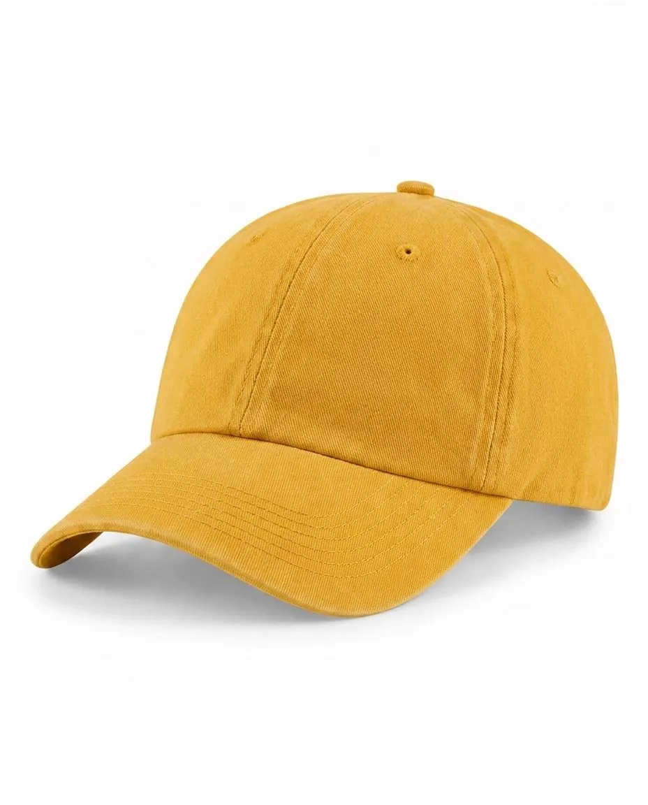 Garment-Washed Dad Cap in Mustard