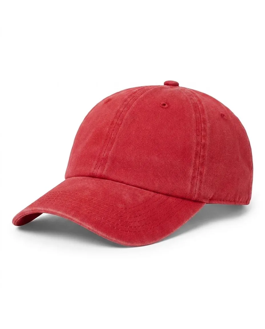Garment-Washed Dad Cap in Red