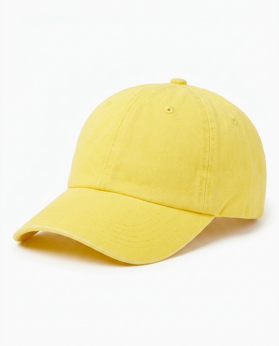 Garment-Washed Dad Cap in Yellow