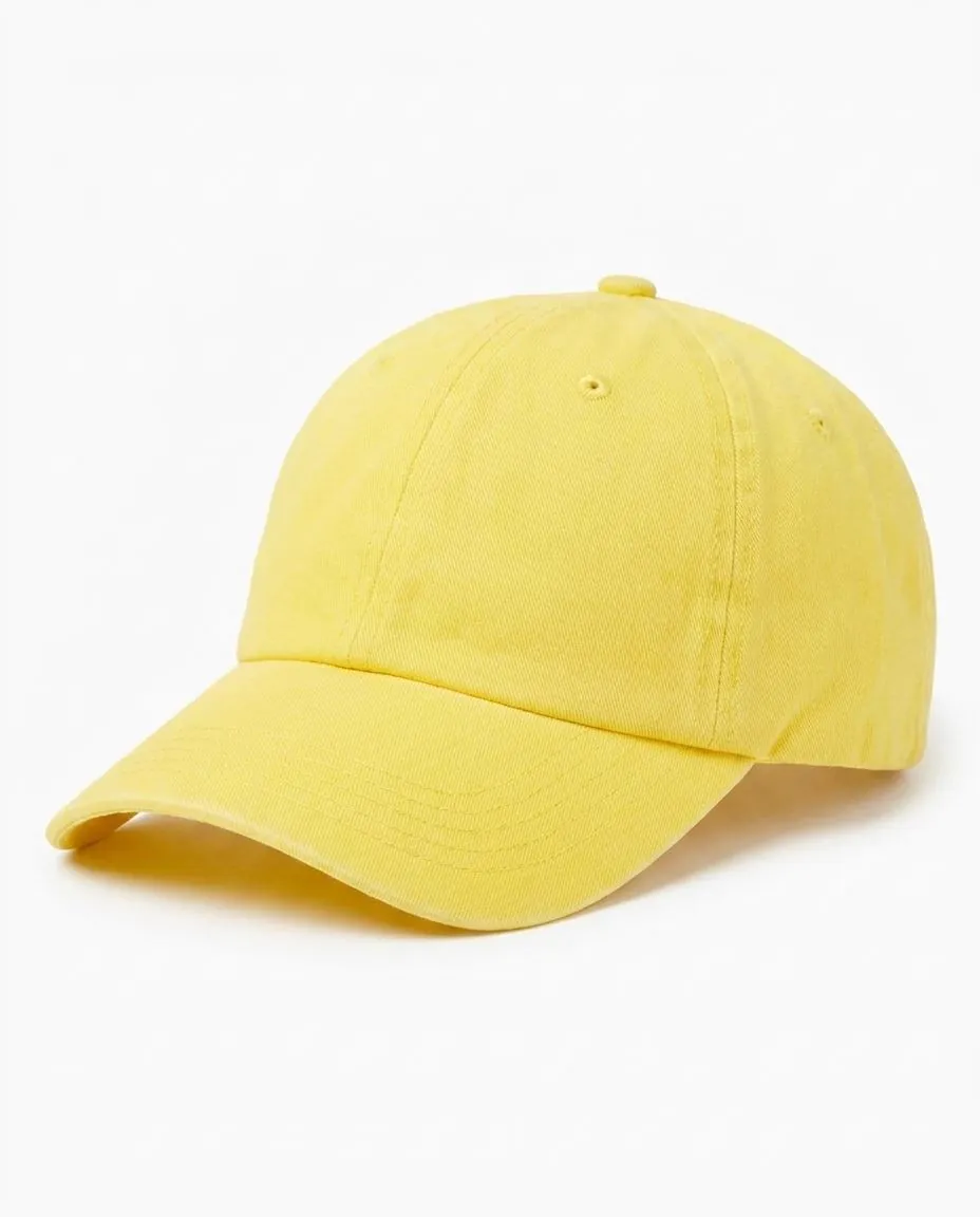 Garment-Washed Dad Cap in Yellow