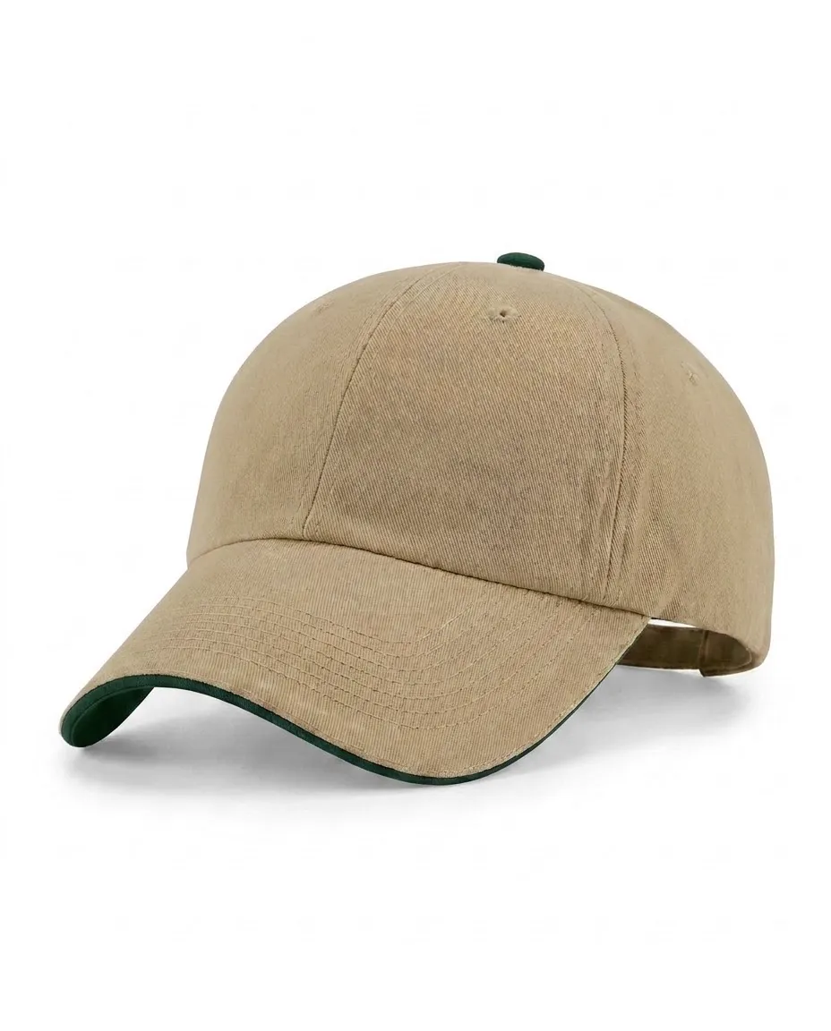 Half-Sandwich Dad Cap in Khaki / Dark Green