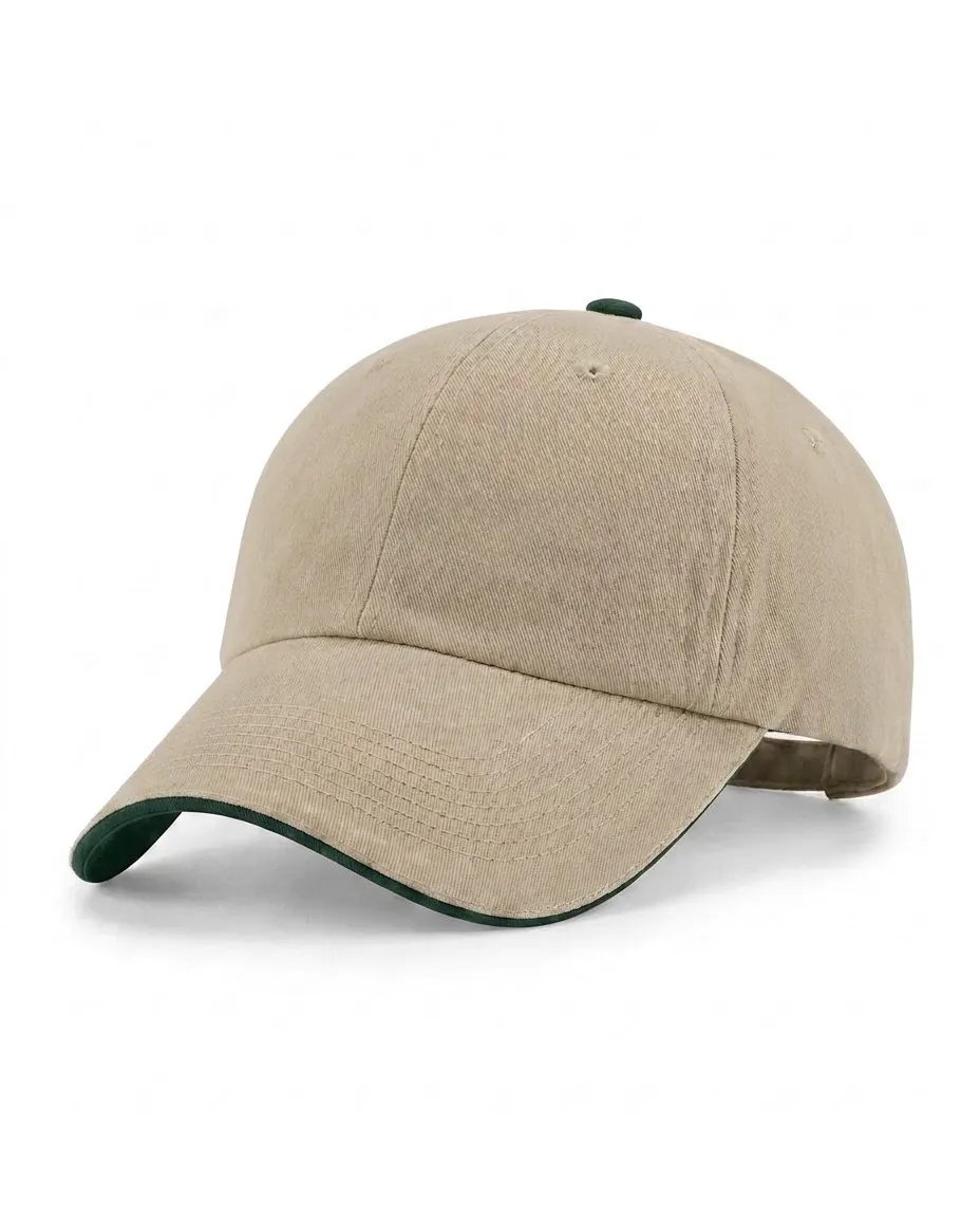 Half-Sandwich Dad Cap in Stone / Dark Green