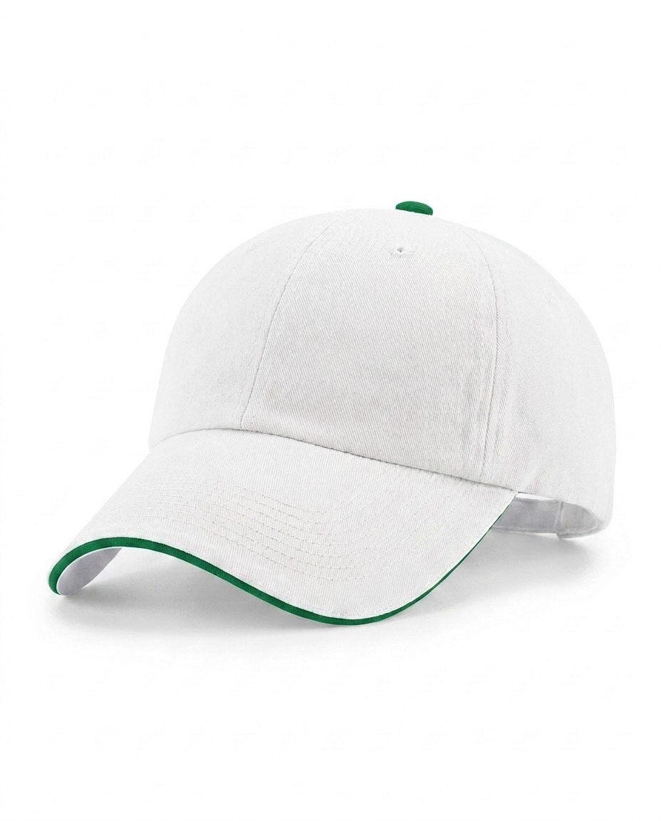 Half-Sandwich Dad Cap in White / Kelly Green