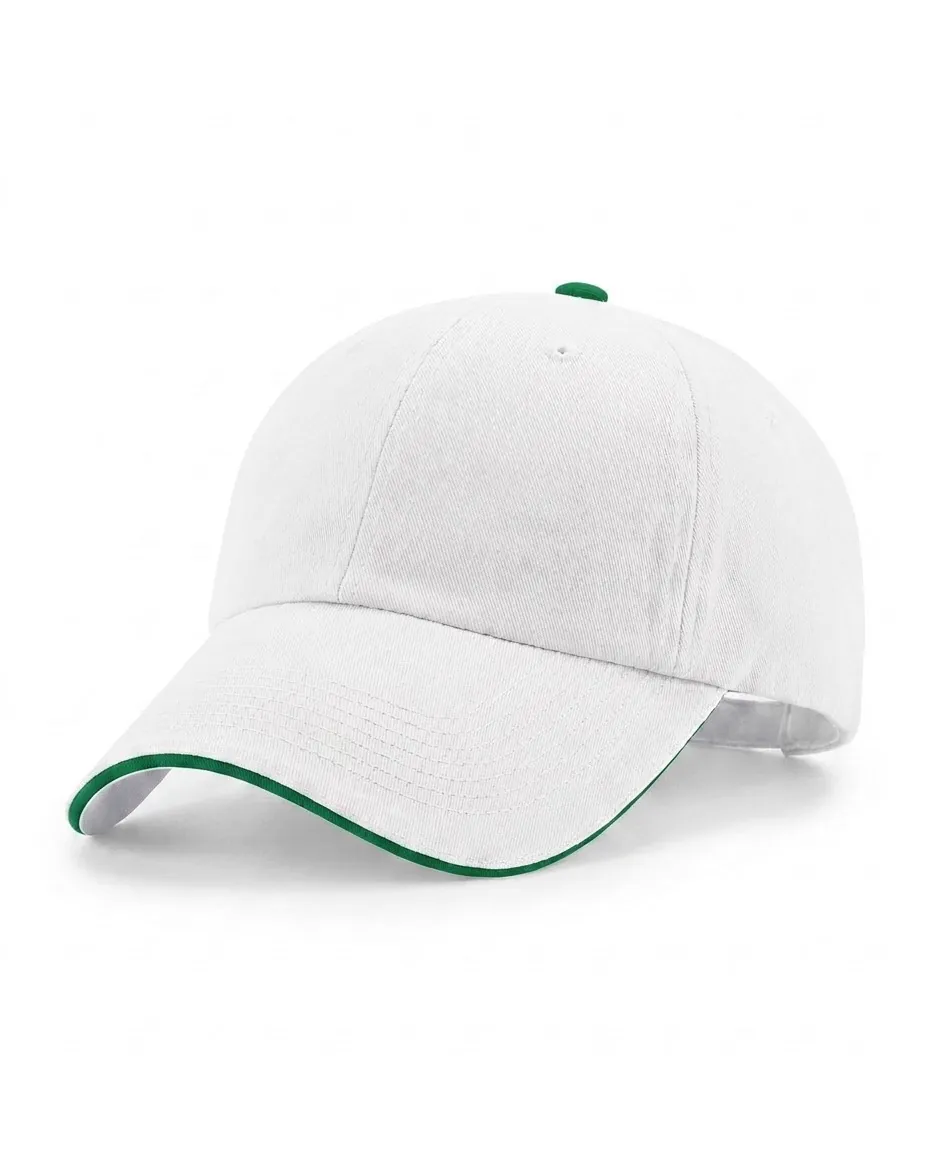 Half-Sandwich Dad Cap in White / Kelly Green
