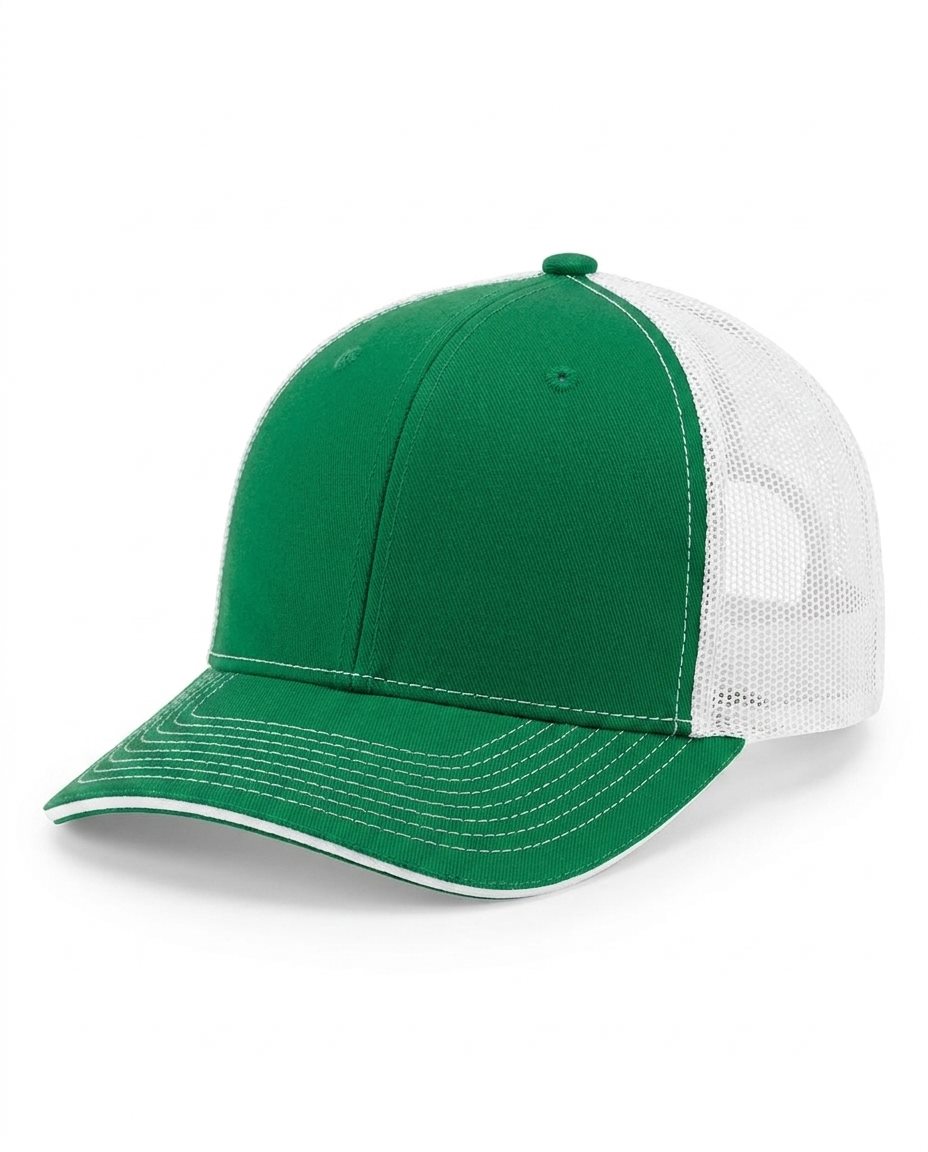 Sandwich-Visor Trucker in Kelly Green / White