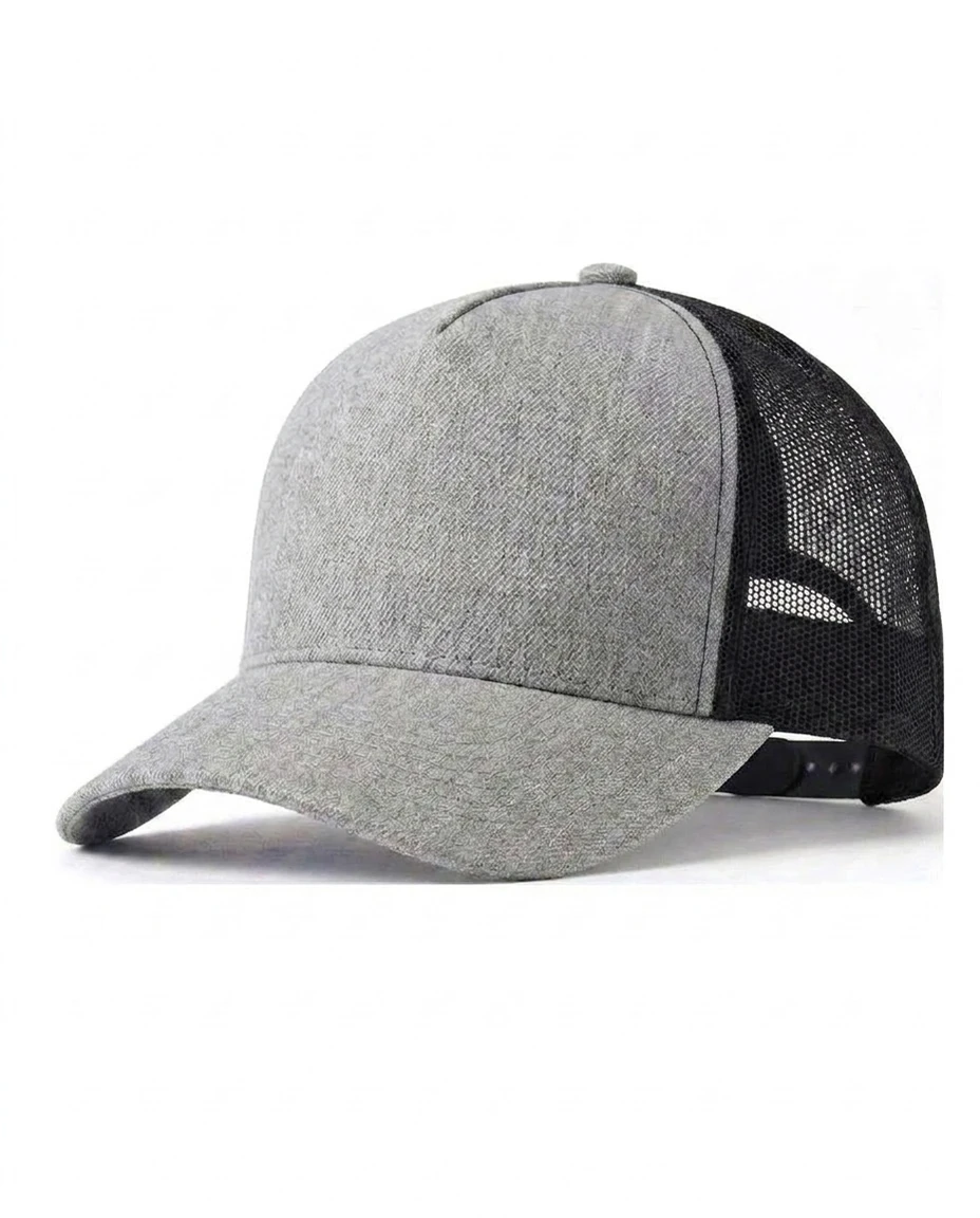 5-Panel Heavy Structure Trucker in Heather Gray / Black