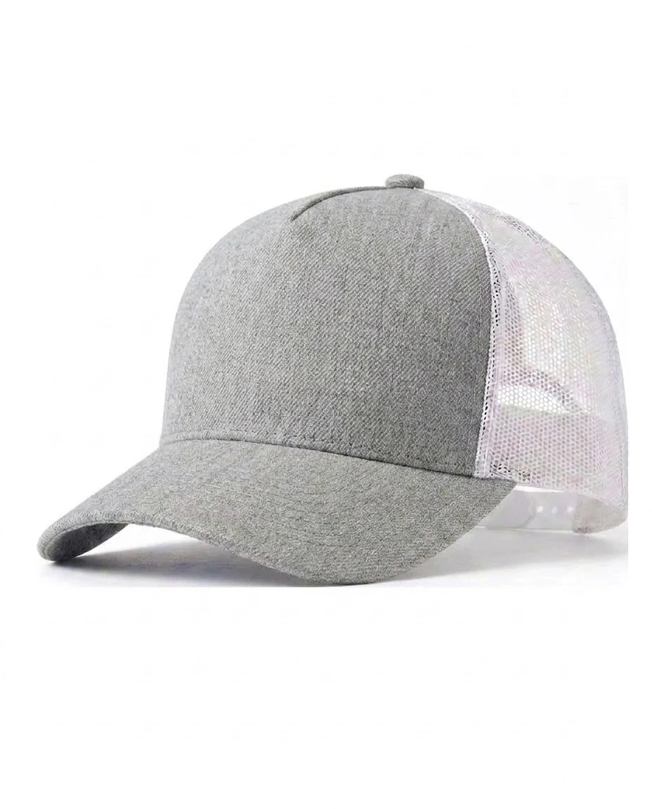 5-Panel Heavy Structure Trucker in Heather Gray / White