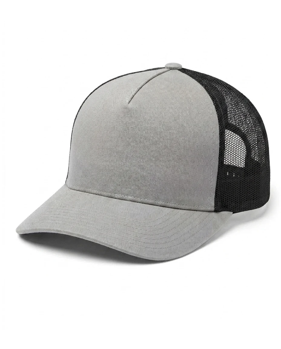 5-Panel Heavy Structure Trucker in Light Gray / Black