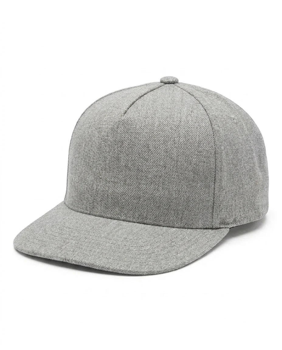 5-Panel Heavy Structure Flat Bill Cap in Heather Gray