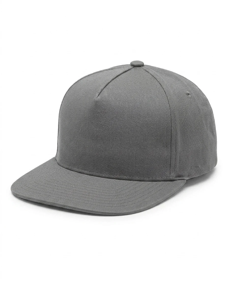 5-Panel Heavy Structure Flat Bill Cap in Medium Gray