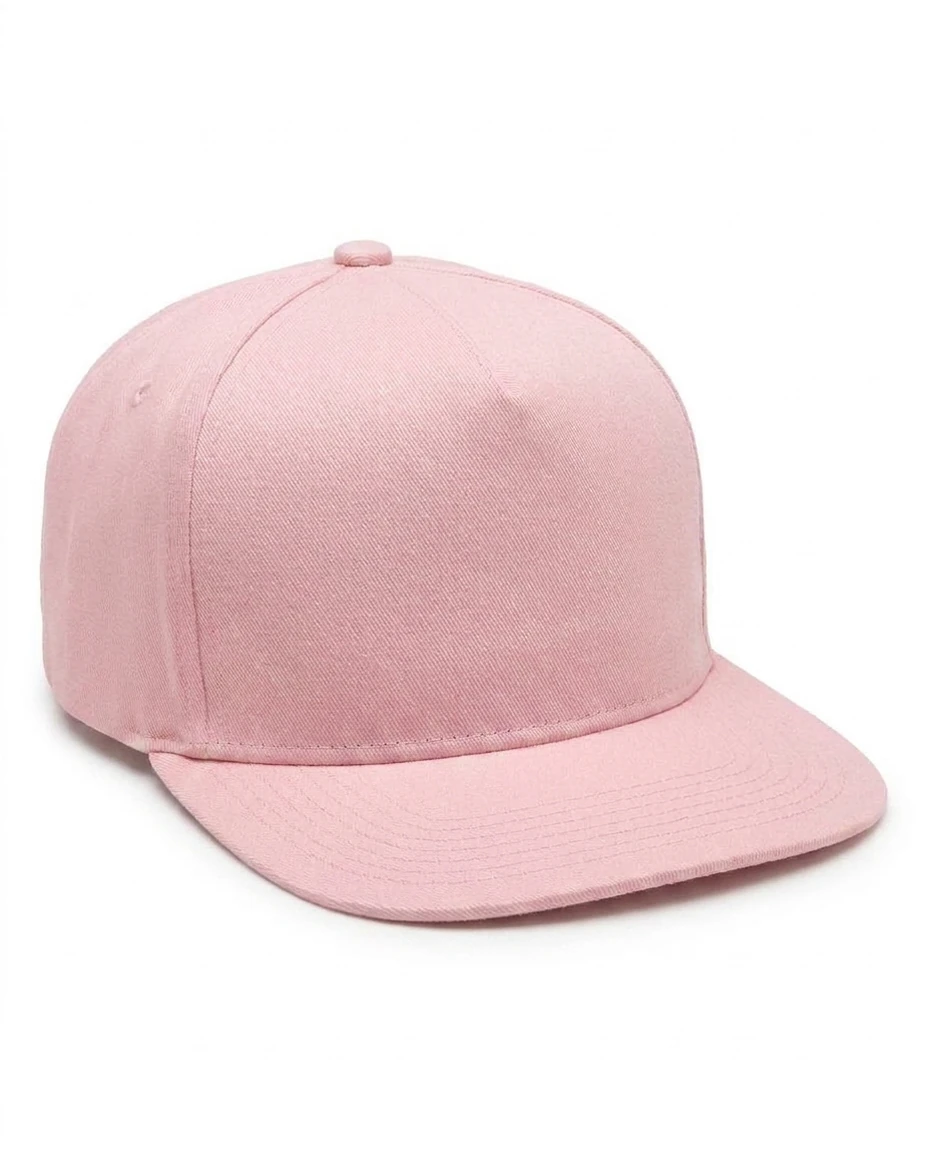 5-Panel Heavy Structure Flat Bill Cap in Pink