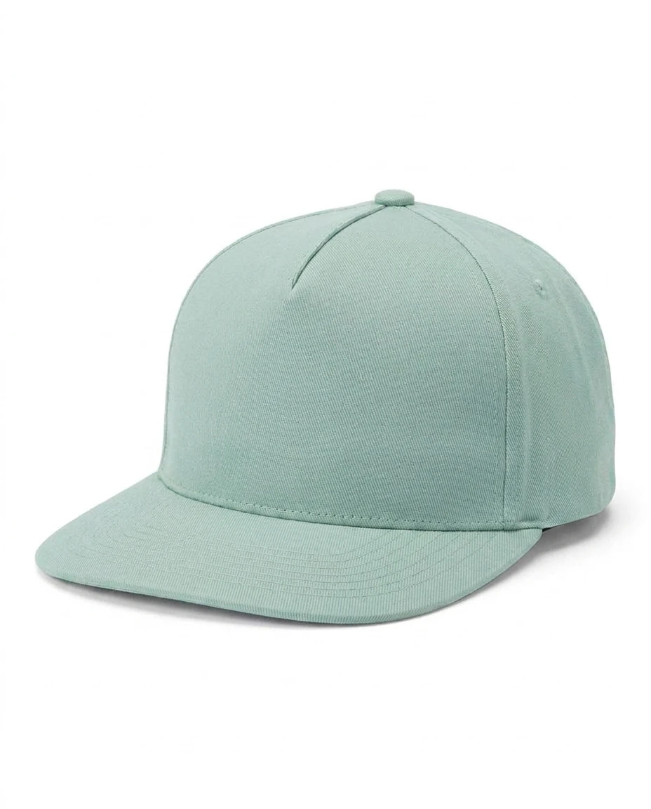 5-Panel Heavy Structure Flat Bill Cap in Seafoam Green