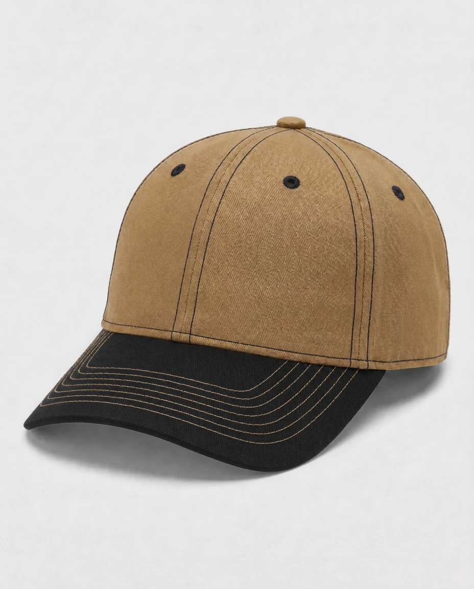 Two-Tone Performance Cap in Khaki / Black