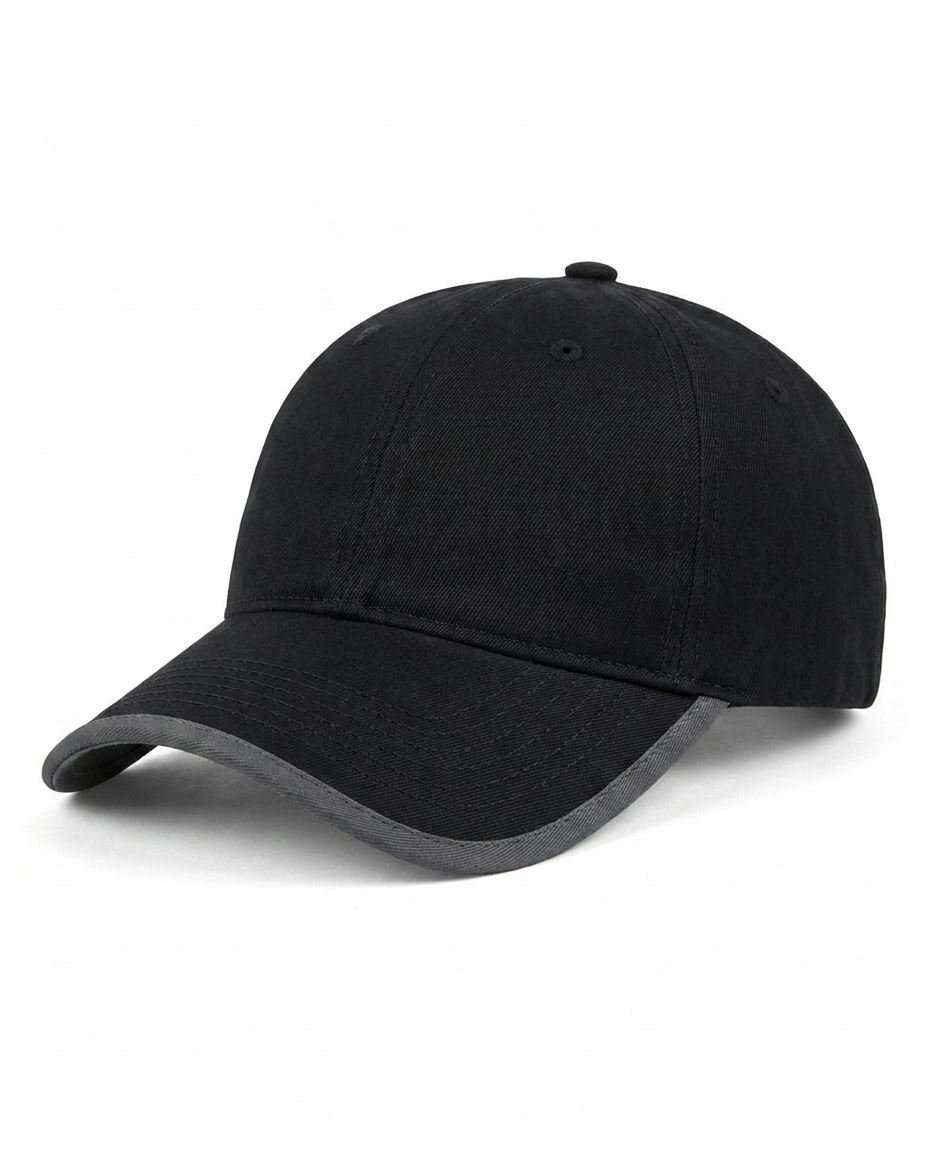 Contrast-Trim Dad Cap in Black / Charcoal