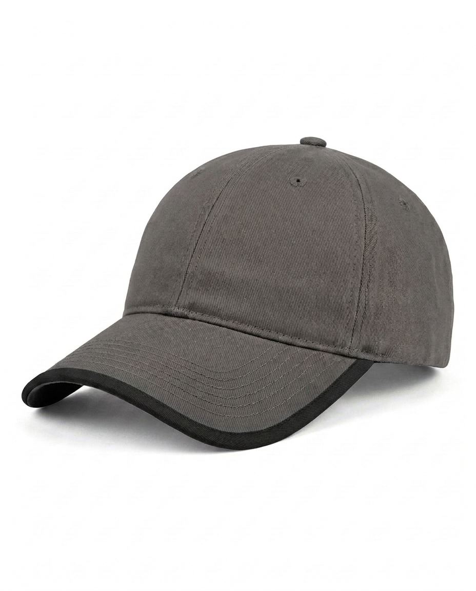 Contrast-Trim Dad Cap in Charcoal / Black