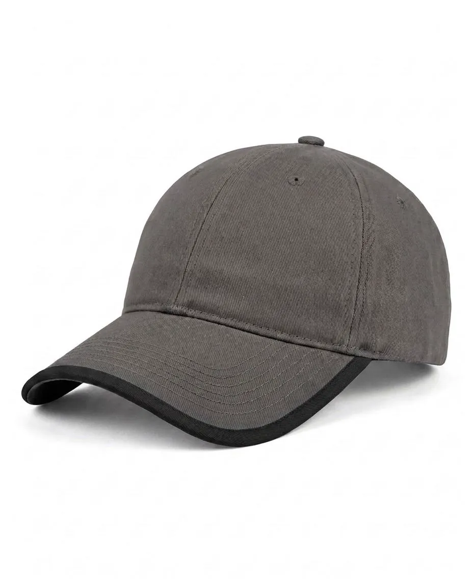 Contrast-Trim Dad Cap in Charcoal / Black