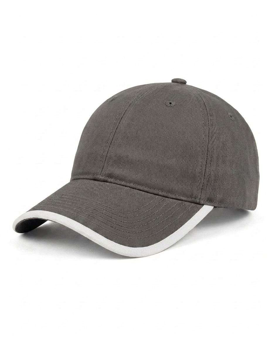Contrast-Trim Dad Cap in Charcoal / White