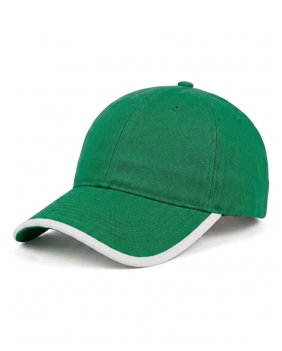 Contrast-Trim Dad Cap in Kelly Green / White