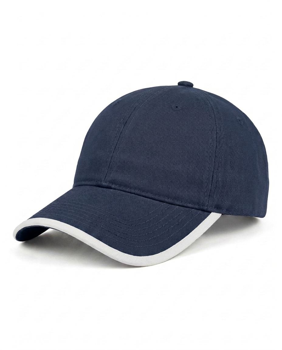 Contrast-Trim Dad Cap in Navy / White