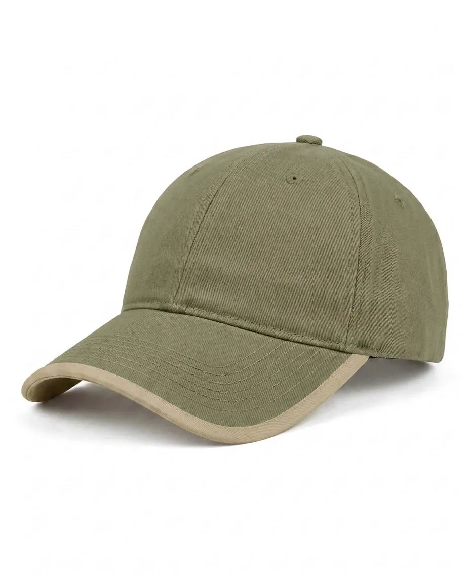 Contrast-Trim Dad Cap in Olive / Khaki