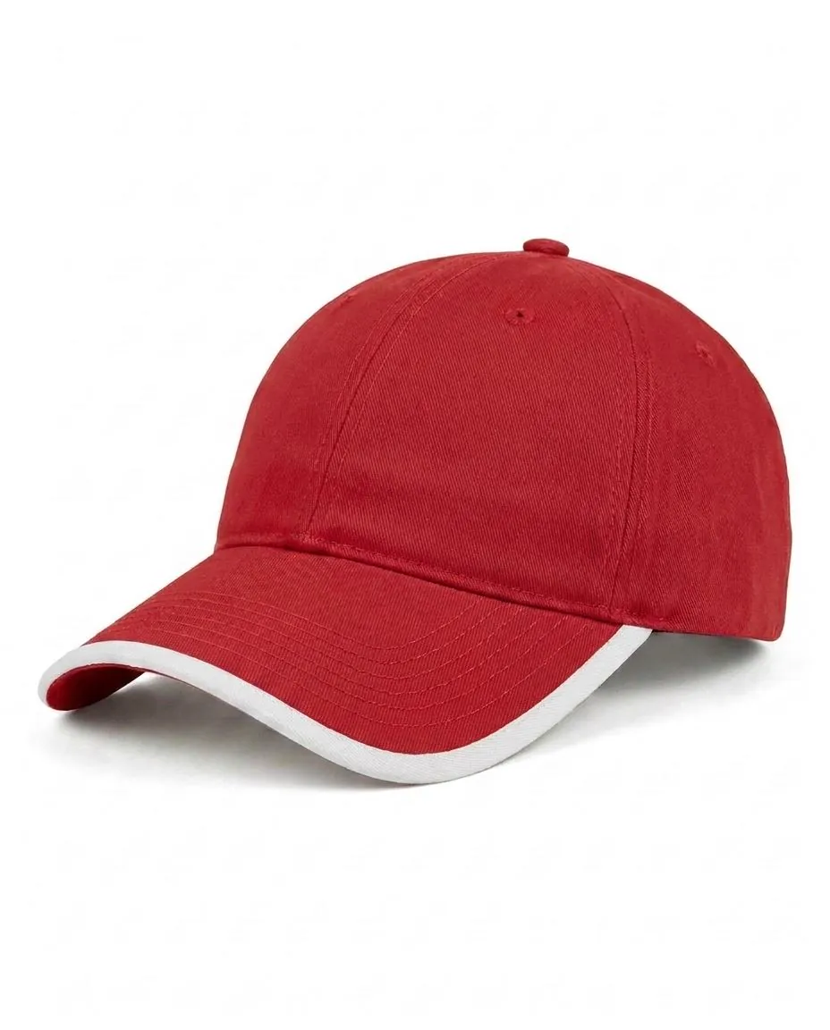 Contrast-Trim Dad Cap in Red / White