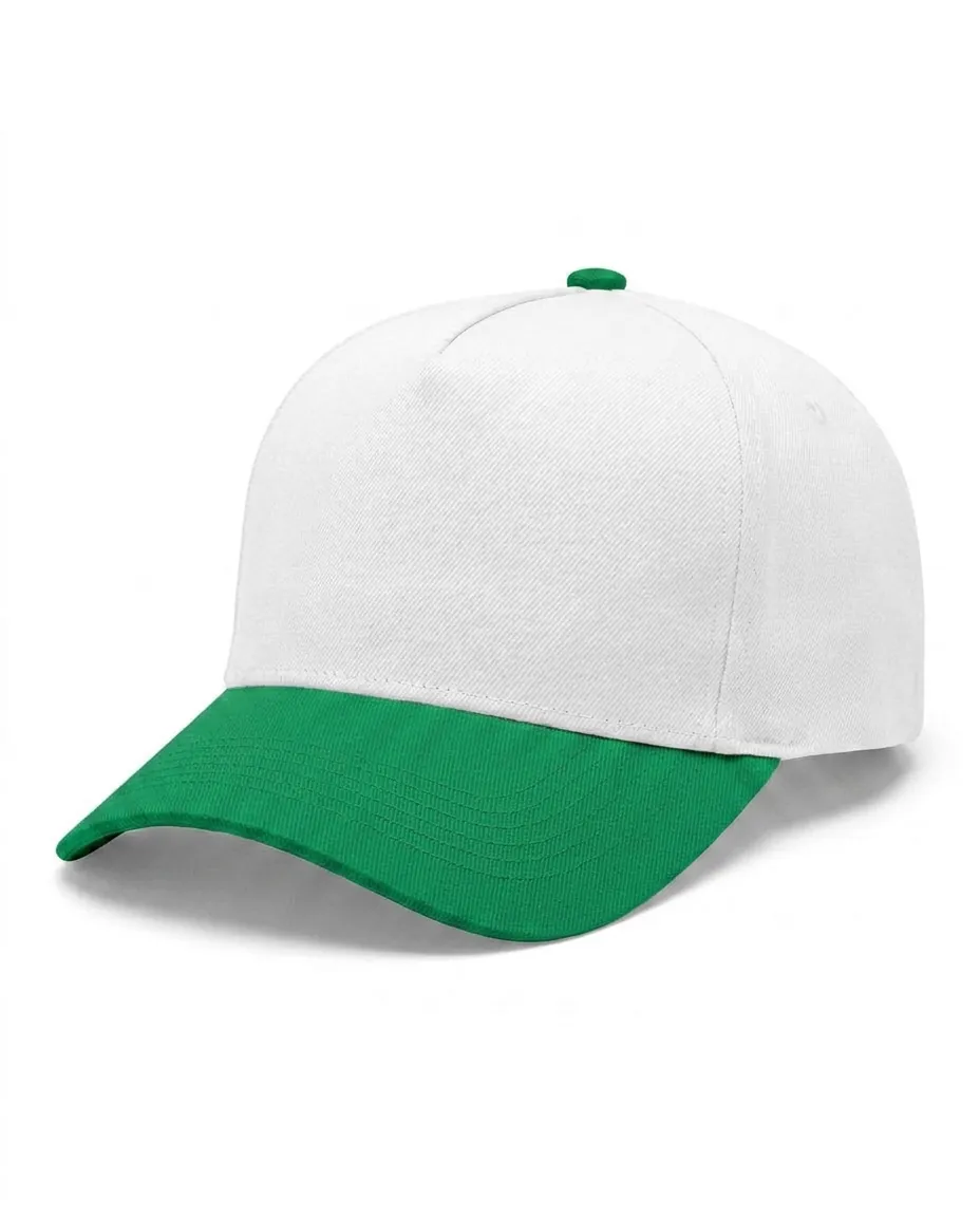 Two-Tone 5-Panel in White / Kelly Green