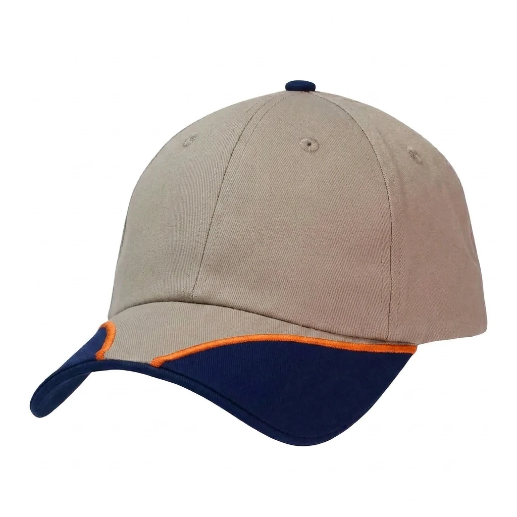 The PasWay Cap in Stone / Navy / Orange
