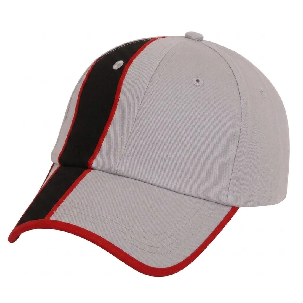 The Sponsor Cap in Light Gray / Black / Red
