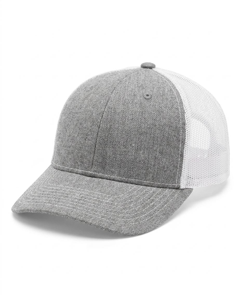 Classic Structured Trucker in Heather Gray / White