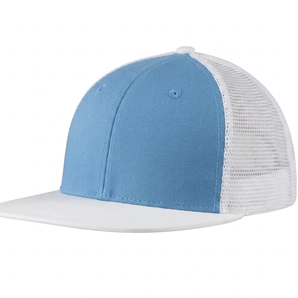 Flat Bill Wrigley in Carolina Blue / White