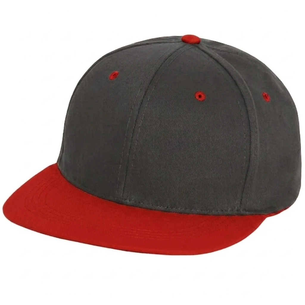 Two-Tone Flatbill in Charcoal / Red