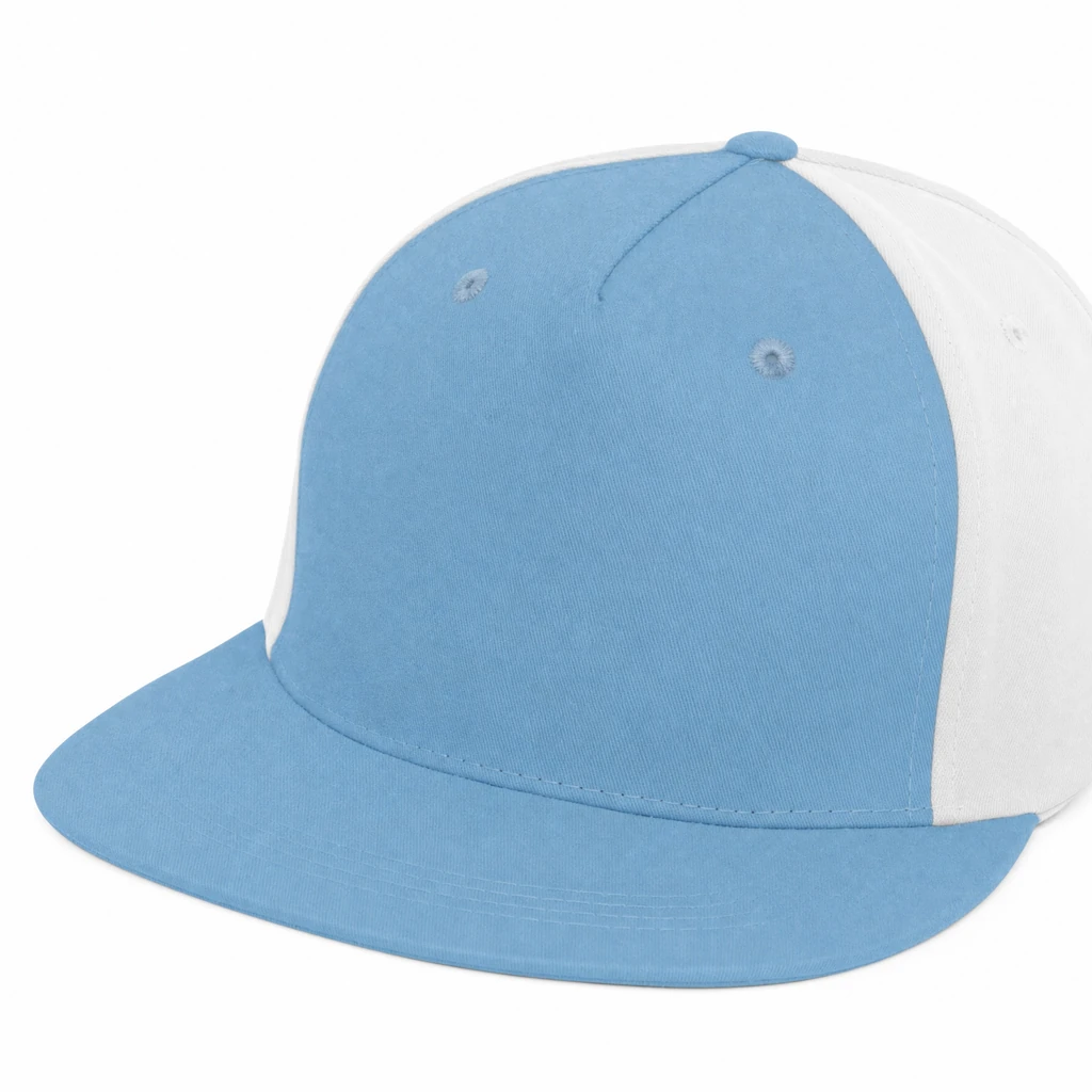 - Five Panel Flatbill in Carolina Blue / White