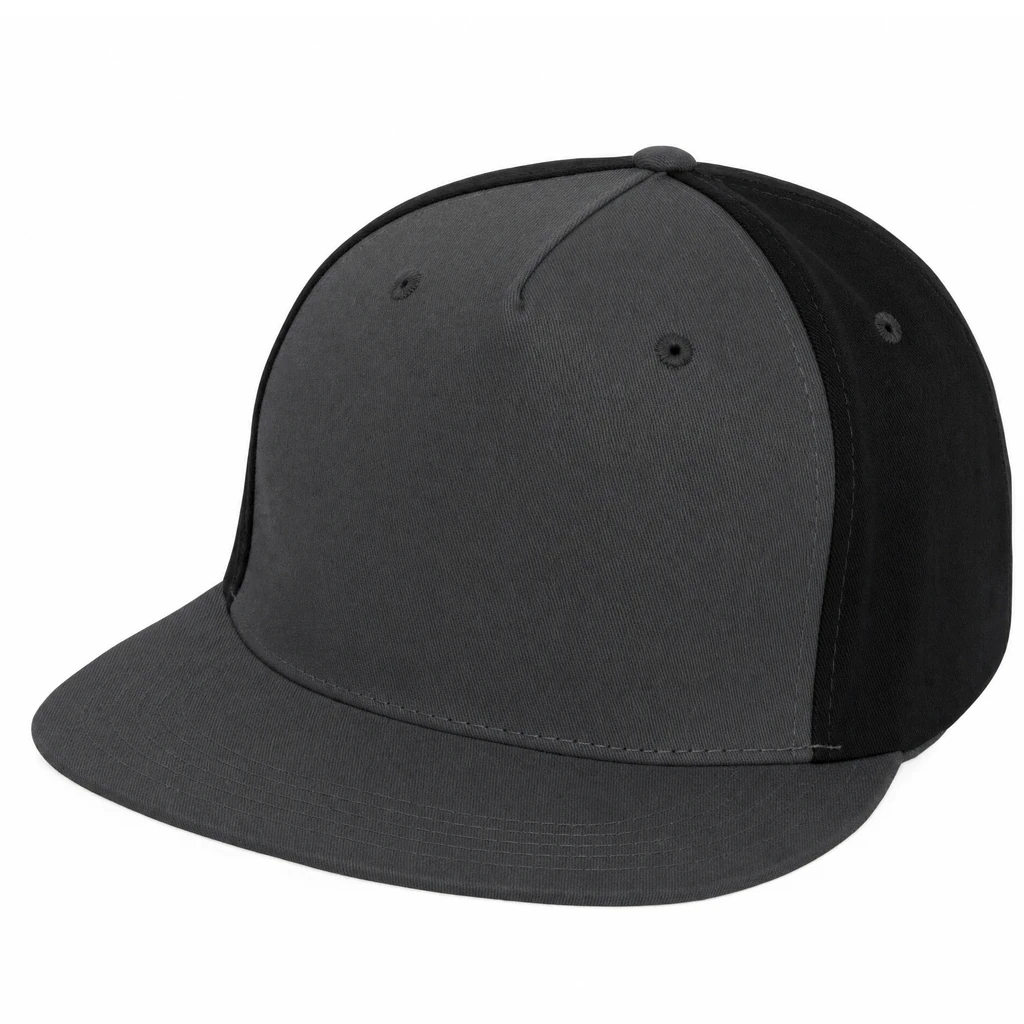 - Five Panel Flatbill in Charcoal / Black