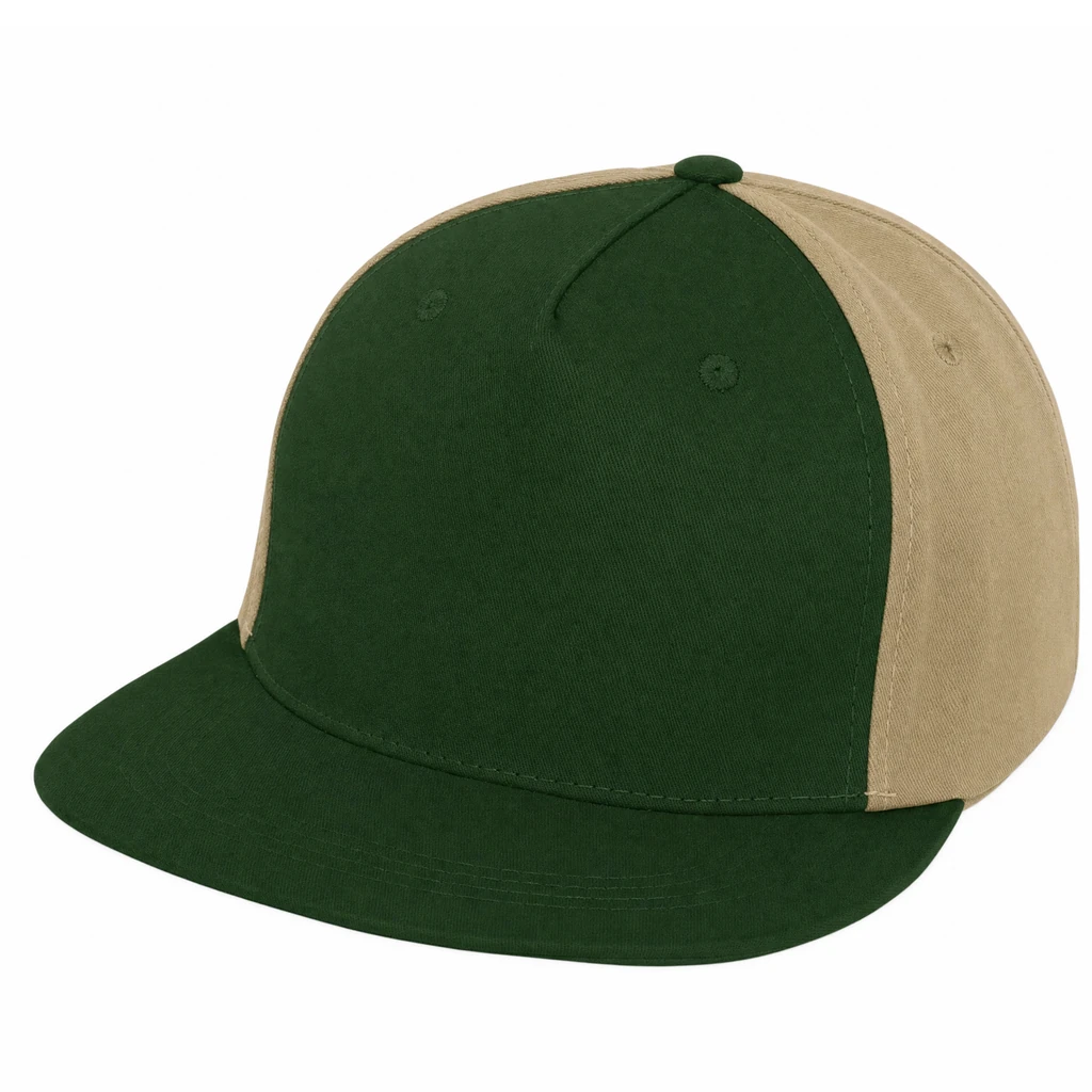 - Five Panel Flatbill in Dark Green / Khaki