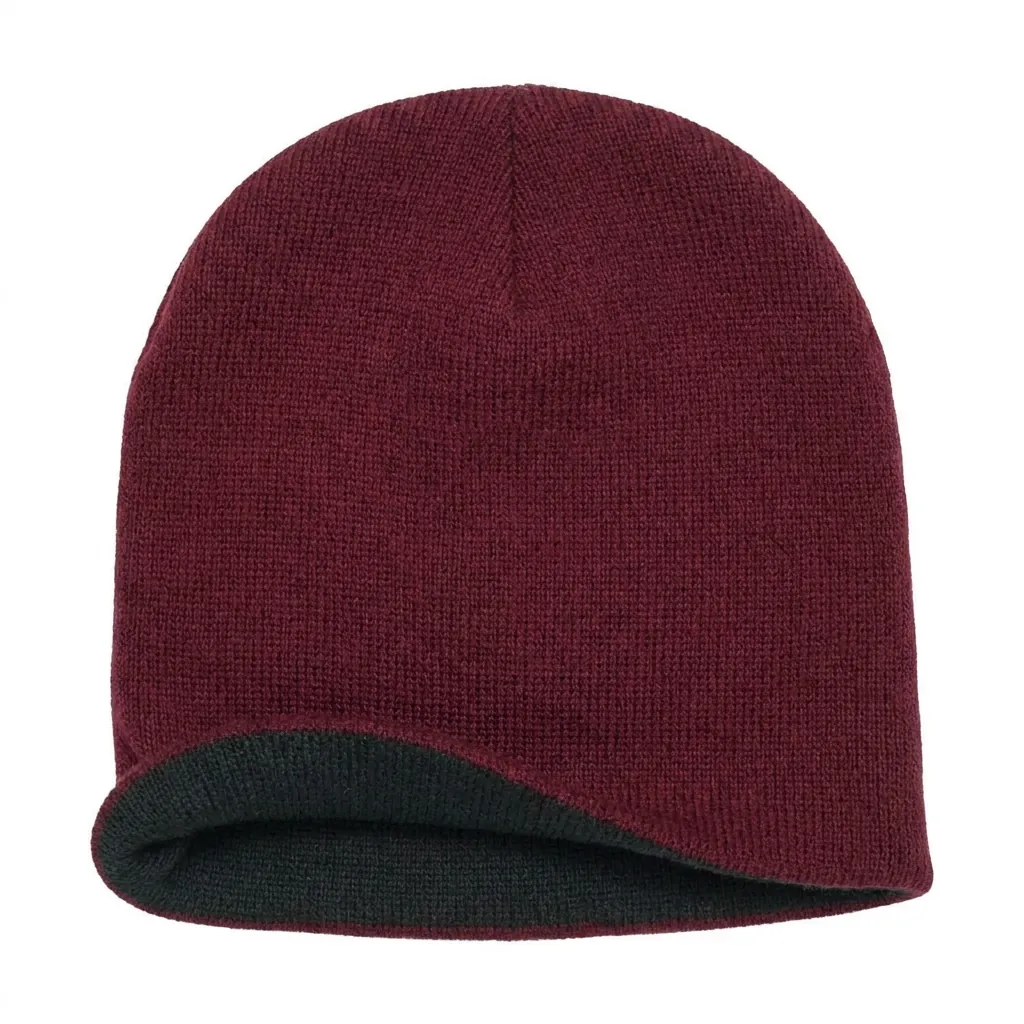 Reversible Knit Beanie in Burgundy