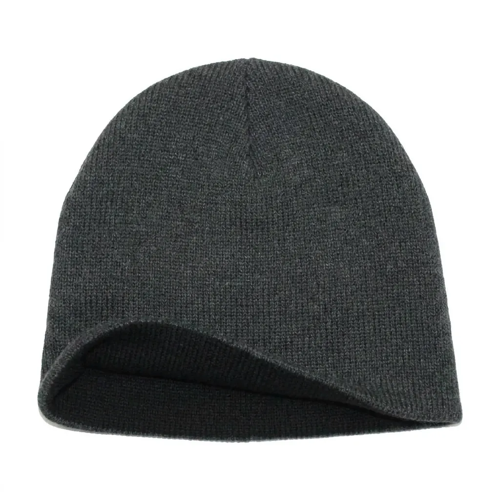 Reversible Knit Beanie in Charcoal