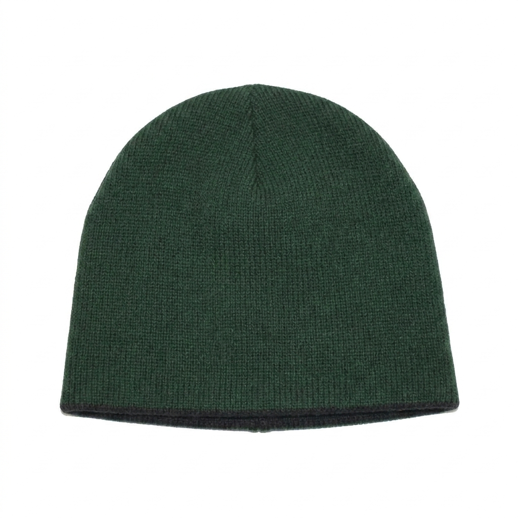 Reversible Knit Beanie in Dark Green