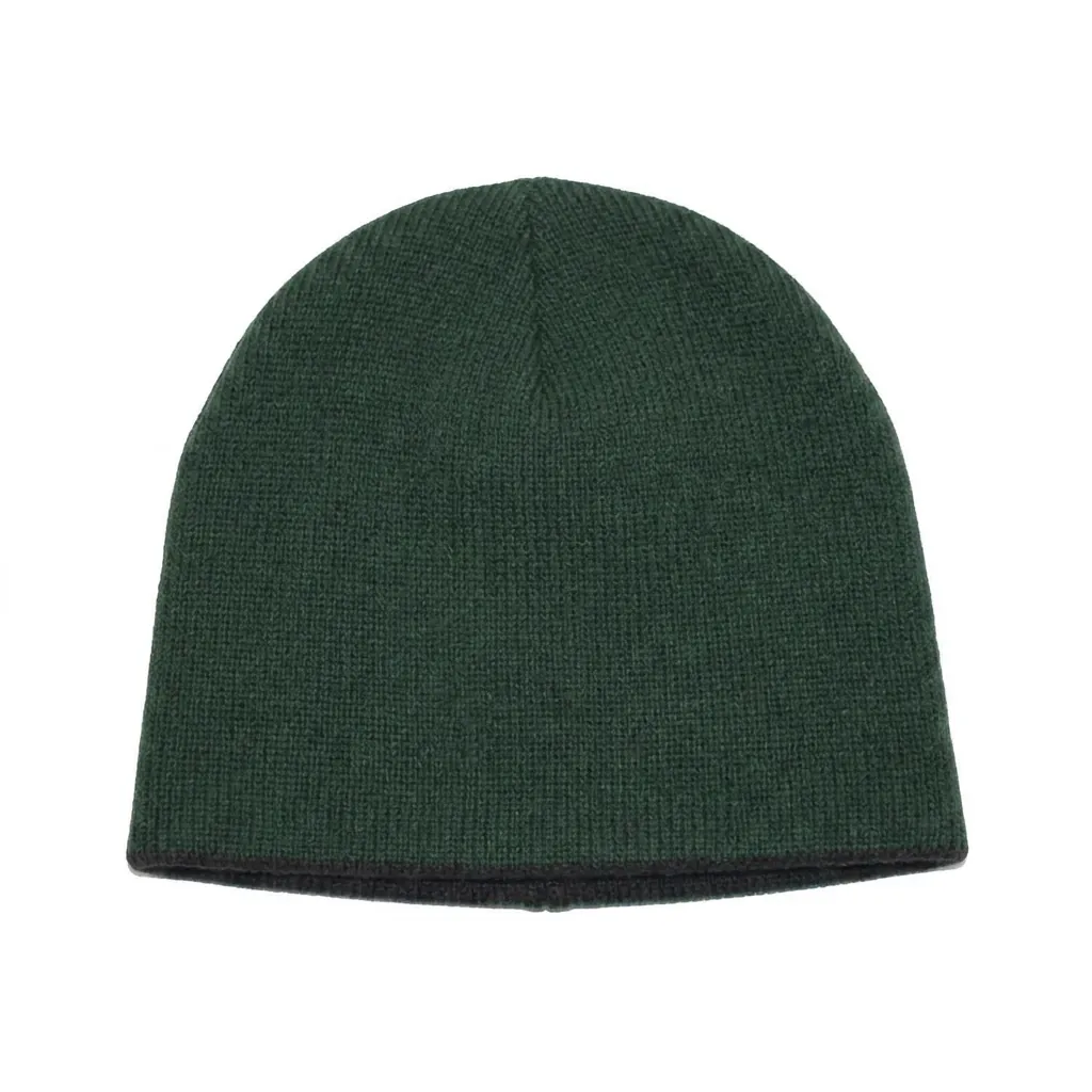 Reversible Knit Beanie in Dark Green