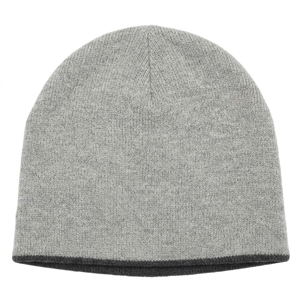 Reversible Knit Beanie in Light Gray