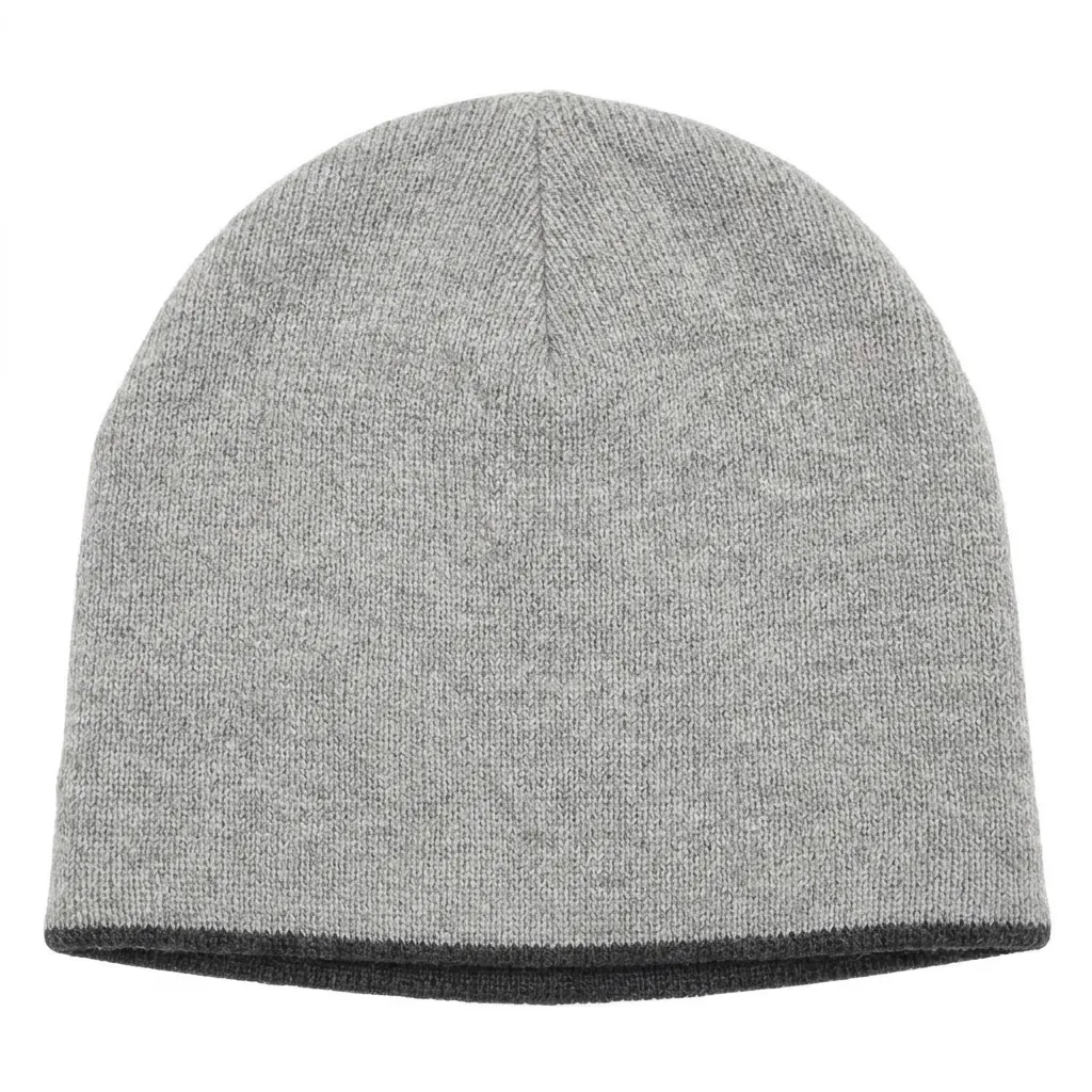 Reversible Knit Beanie in Light Gray