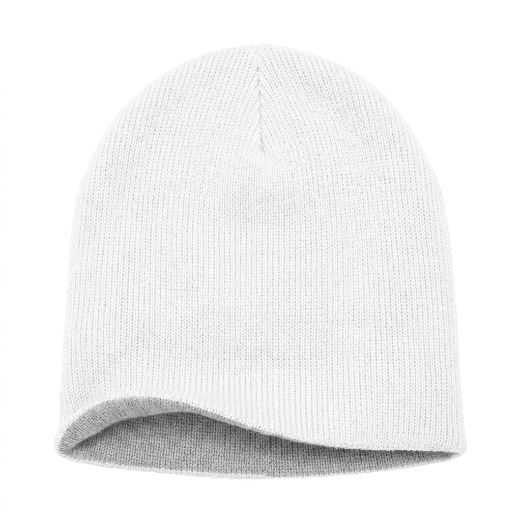 Reversible Knit Beanie in White
