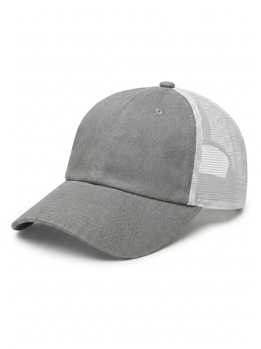 The Relaxed Trucker in Heather Gray / White